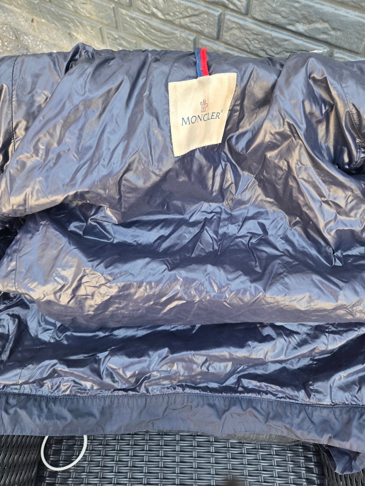 Moncler jas, Ophalen of Verzenden, Gedragen, Blauw