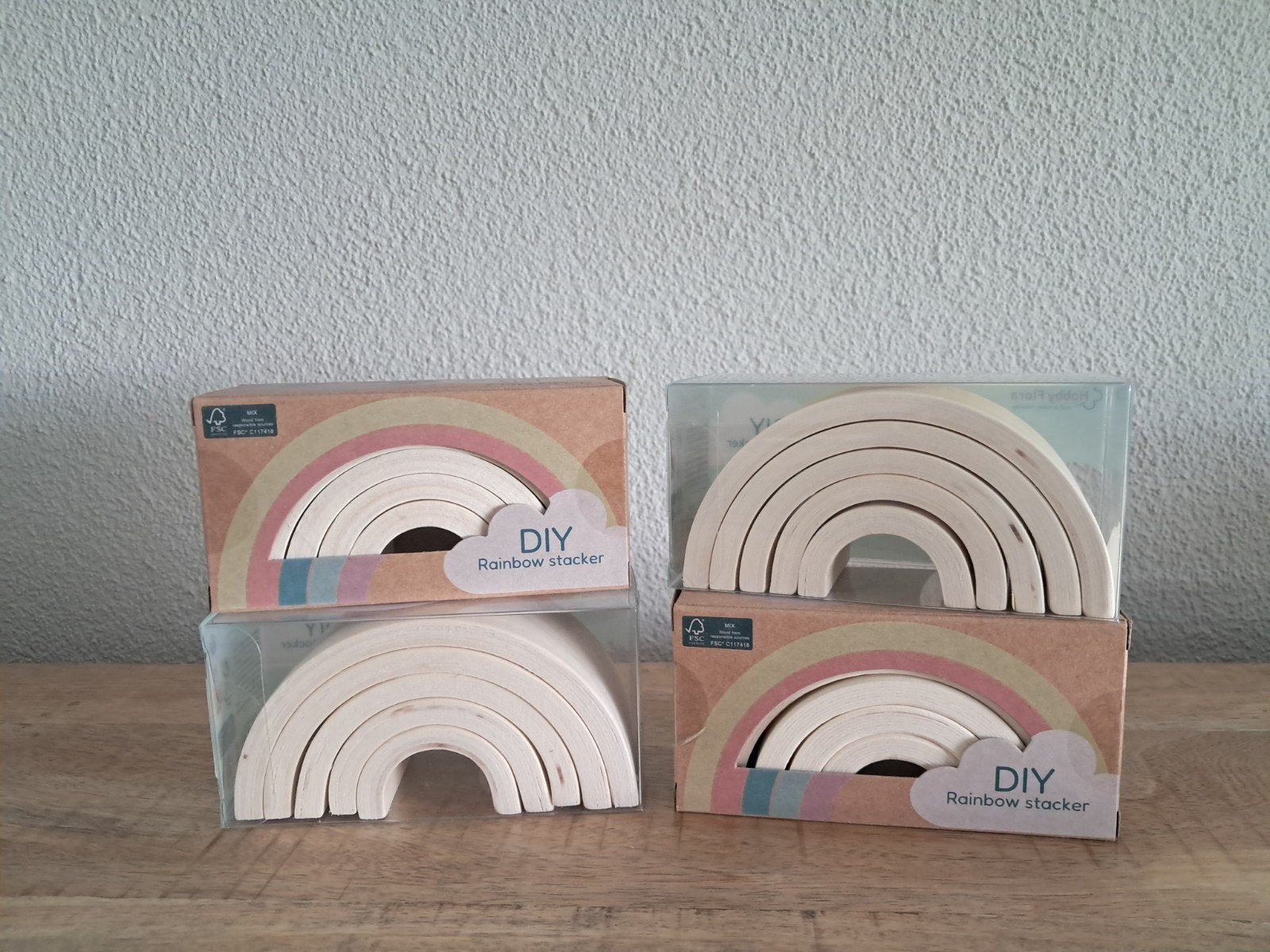Houten regenboog nieuw seizoenstafel schilderen peg dolls, Ophalen of Verzenden, Nieuw