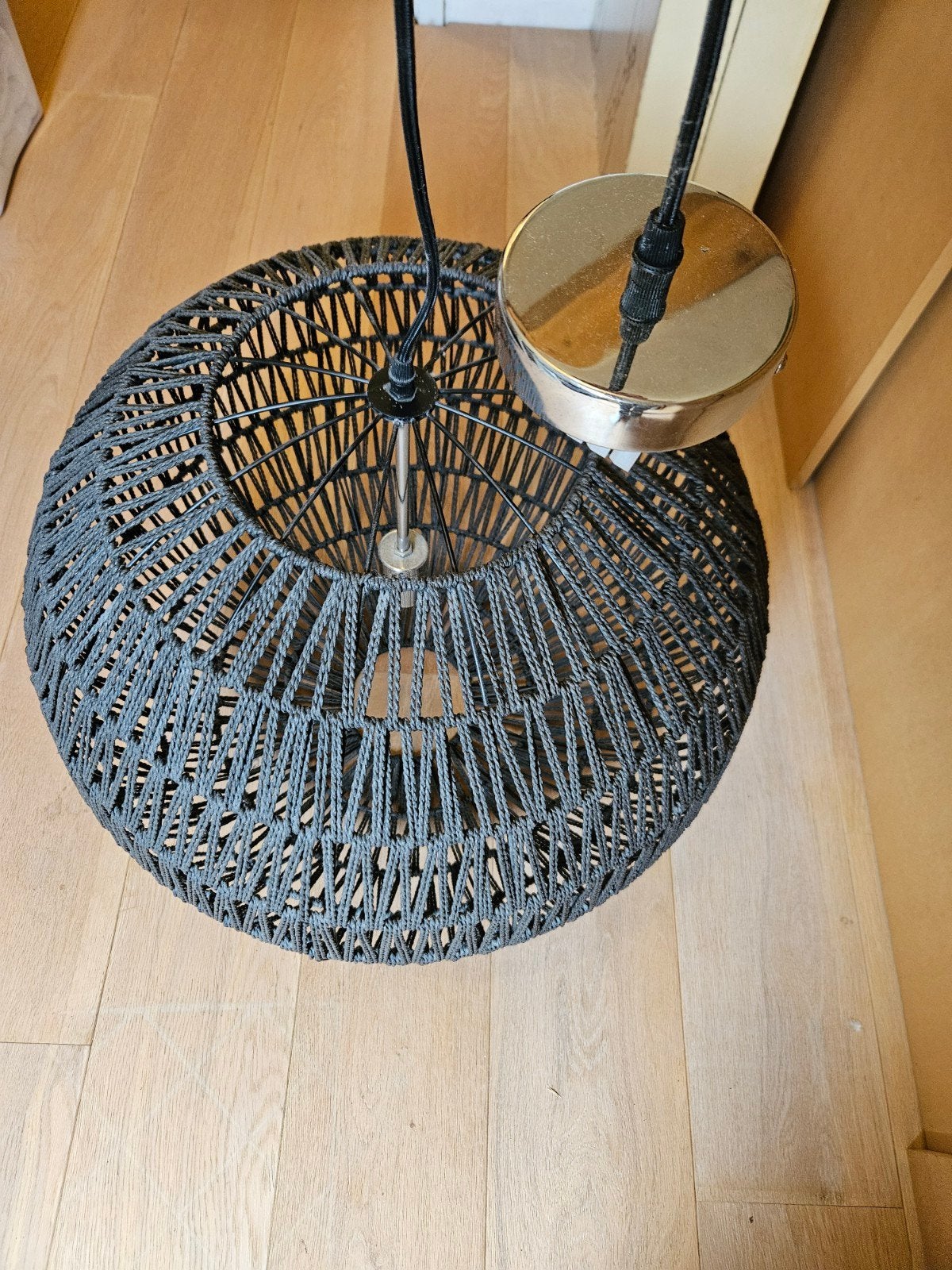 Retro gevlochten lamp Luca Loods 5 zwart (nieuwprijs 1, Ophalen, Zo goed als nieuw, Retro