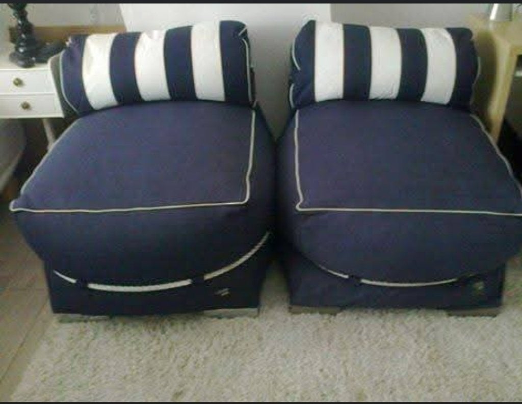 Captain Jack Lounge set Allure Blauw/Wit, Ophalen, Maritiem, Lounge, Tweepersoons, 75 tot 100 cm