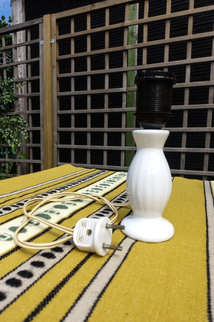 witte romantische porseleinen tafel lamp voet - E27 fitting, Gebruikt, Vintage, Wit, Schemerlamp
