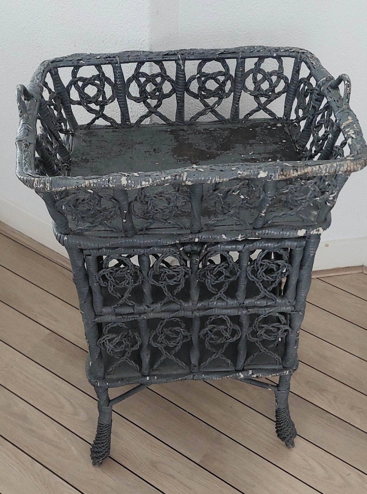 Antieke Franse plantenstandaard van wilgentenen, 19e eeuw, Antiek en Kunst, Antiek | Woonaccessoires, Ophalen
