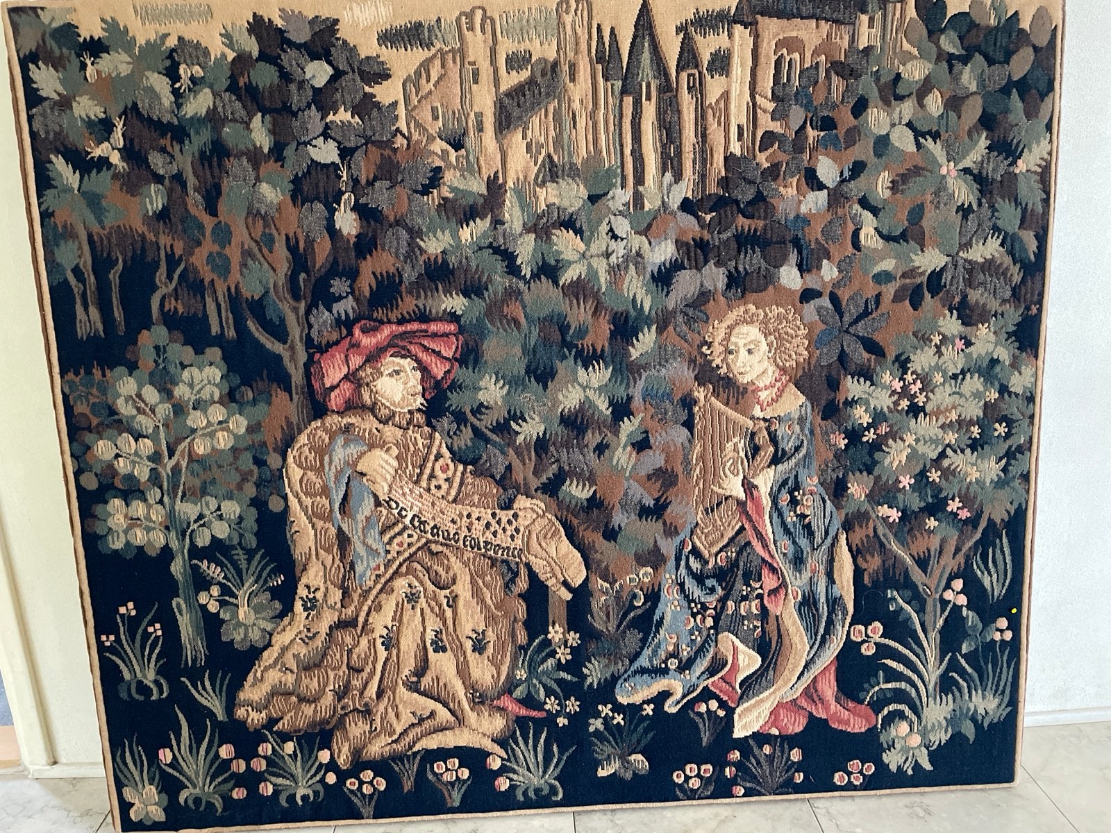 Groot wandtapijt op houten frame - 255 x 130 cm, Ophalen of Verzenden