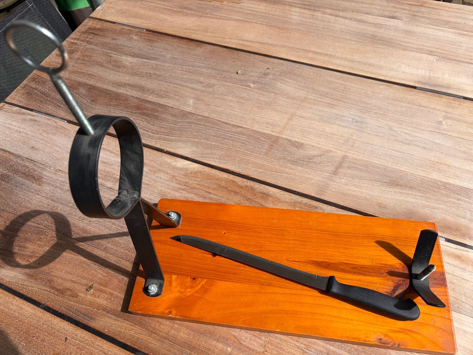 Hamhouder beenhamhouder met mes - Houten snijplank, Ophalen, Hout, Snij-/serveerplank, Zo goed als nieuw