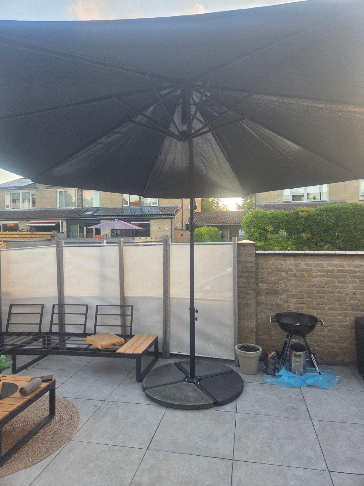 zweefparasol zwart incl stenen 3 meter. Z.G.A.N, Ophalen, Kantelbaar, 2 tot 3 meter, Zweefparasol