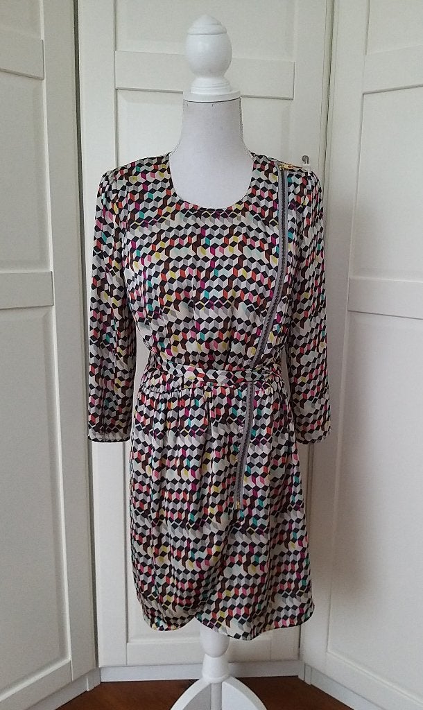 Ted Baker kleurige grafische print mini jurk, maat 3 M, Maat 38/40 (M), Meerkleurig, Ophalen of Verzenden, Ted Baker