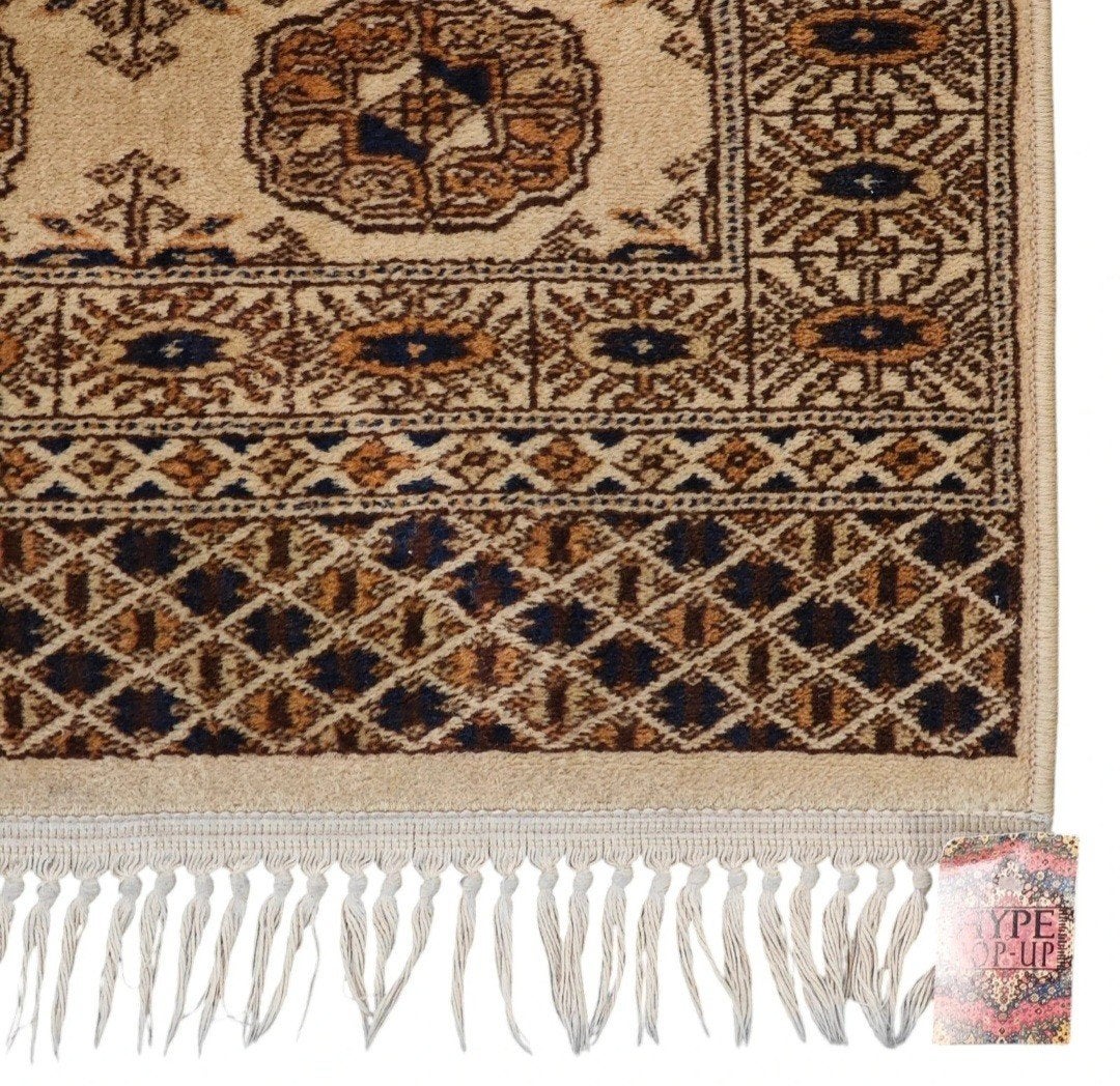 Vintage oosters wol Bouchara vloerkleed beige 94x150cm, Gebruikt, 100 tot 150 cm, Www.hypepopup.nl, Crème