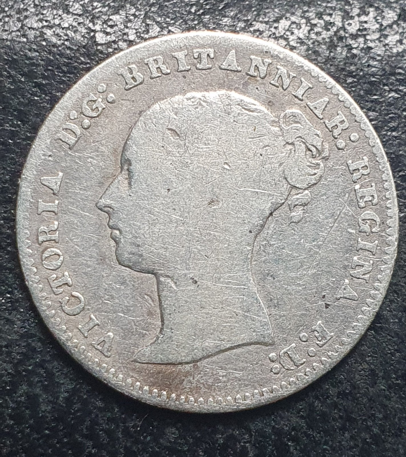 Zilveren 3 pence munt uit 1859 Engeland Victoria., Ophalen of Verzenden, Overige landen, Losse munt, Zilver