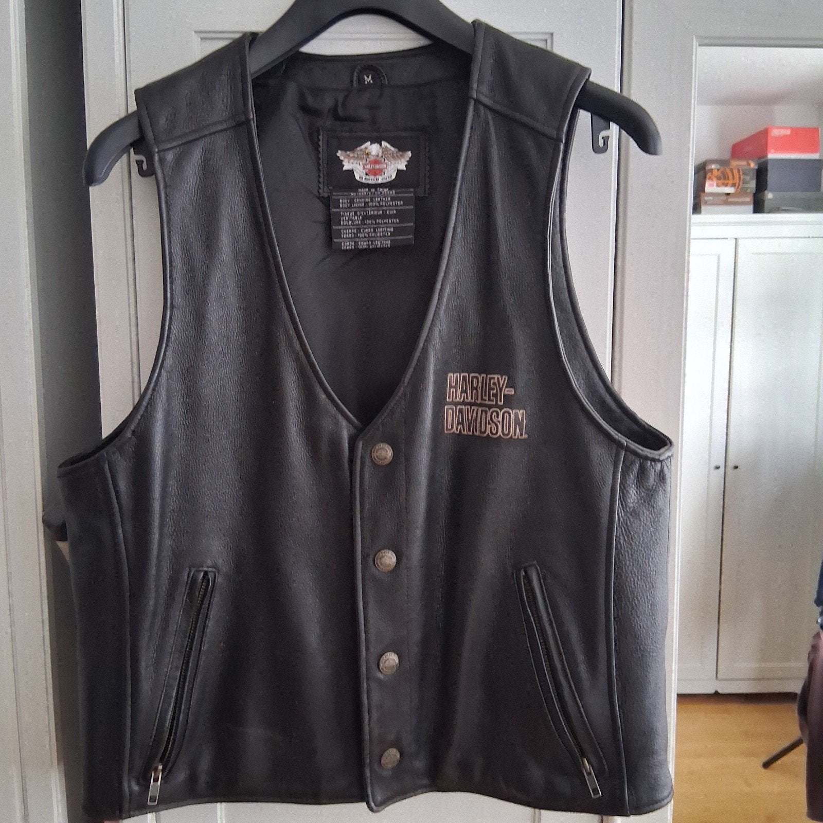 Origineel Harley Davidson leren vest - Maat M, Overige typen, Heren, Harley Davidson, Ophalen of Verzenden