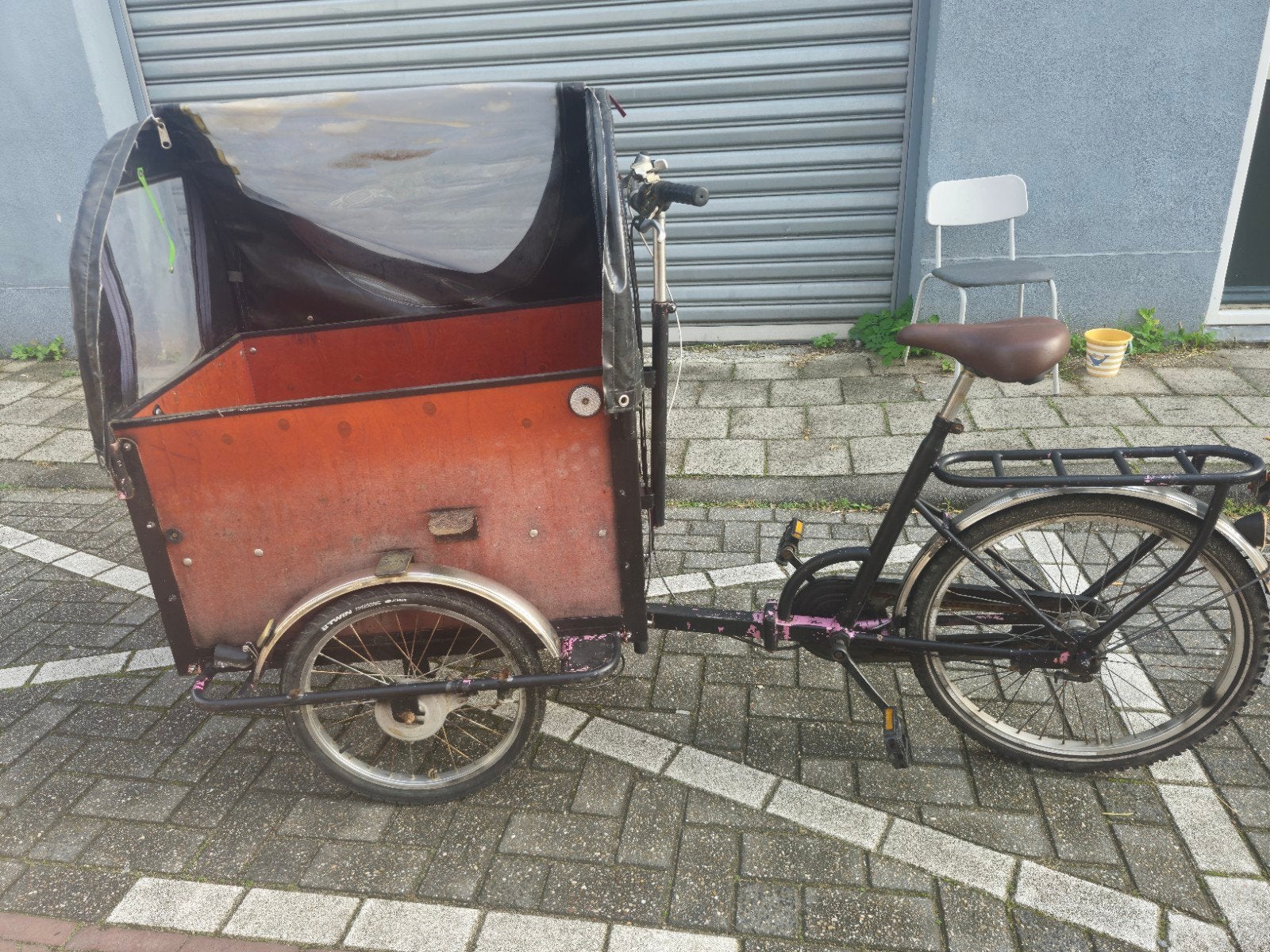Bakfiets met huif - Ideaal voor kinderen of goederen, Fietsen en Brommers, Overige merken, Terugtraprem, Gebruikt, Huif
