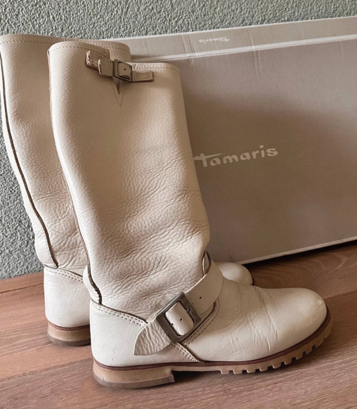 Tamaris leren laarzen maat 37 – crème/offwhite, Kleding | Dames, Schoenen, Hoge laarzen, Wit, Ophalen of Verzenden, Gedragen
