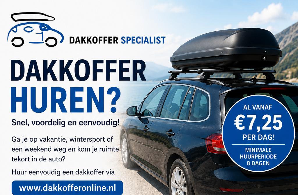Dakkoffer •Dakdrager •Trekhaakkoffer. •Fietsendrager huren ?, Ophalen, Nieuw