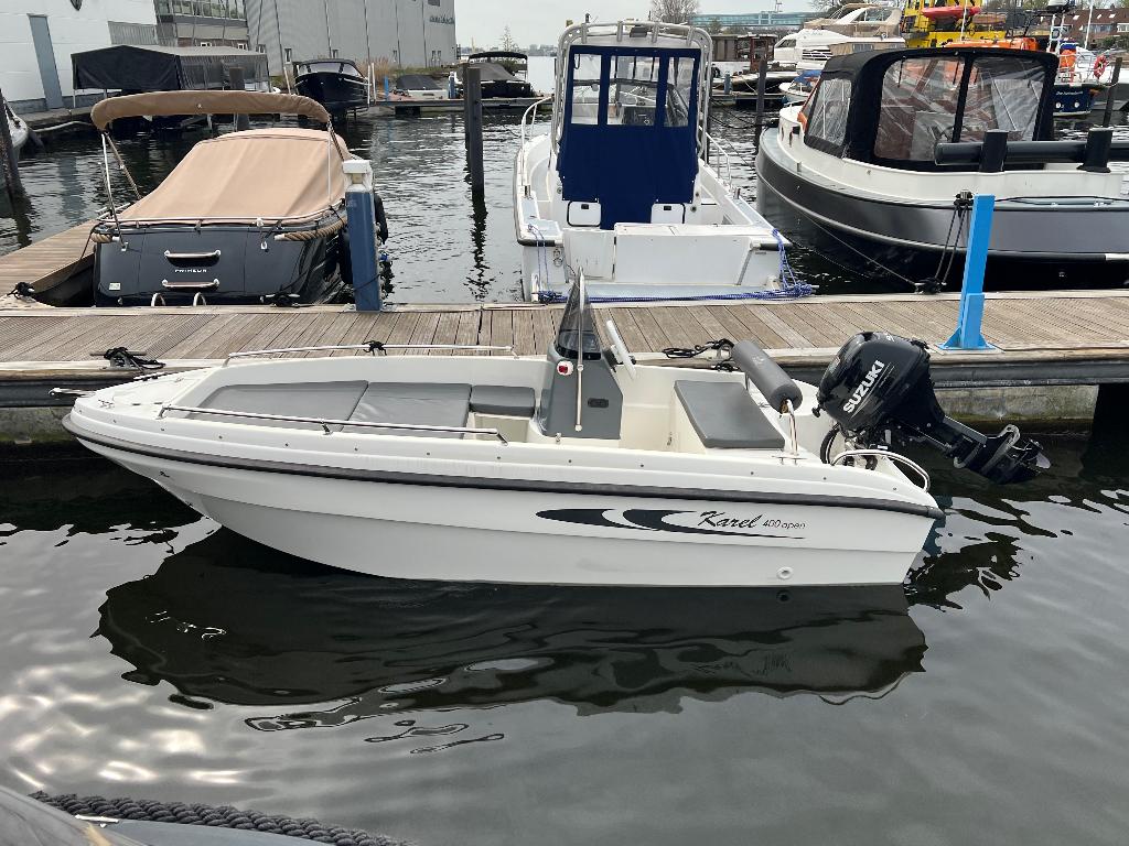 Karel 400 open - Consoleboot, Watersport en Boten, Vis- en Consoleboten, Gebruikt, Met afstandsbediening, Elektrische start, Viertaktmotor