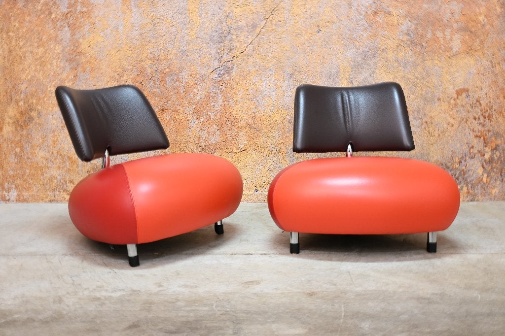 Als NIEUW! 1 rode leren Leolux Pallone design fauteuil