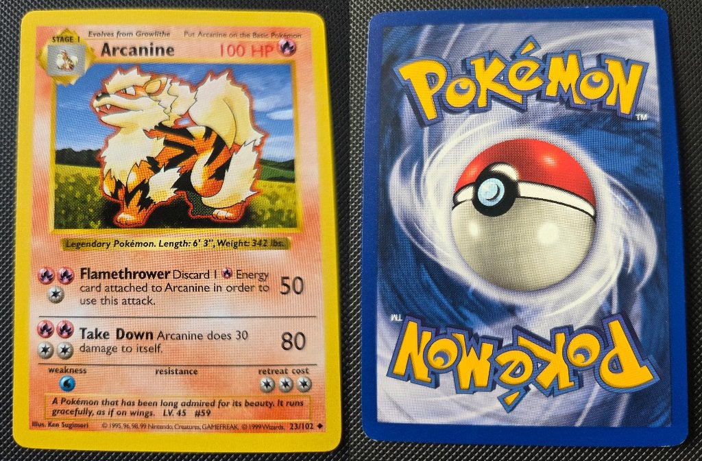 Arcanine & Growlithe Base Set Shadowless Near Mint, Ophalen of Verzenden, Zo goed als nieuw