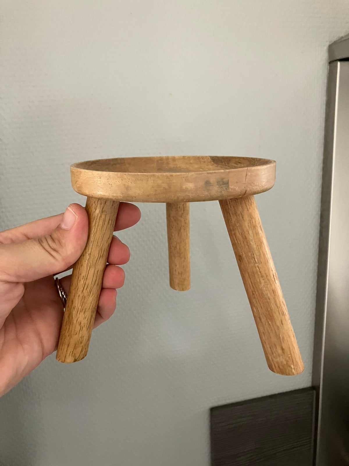 Klein hout houten kruk krukje vensterbank tafeltje rond, Ophalen of Verzenden, Zo goed als nieuw, Hout