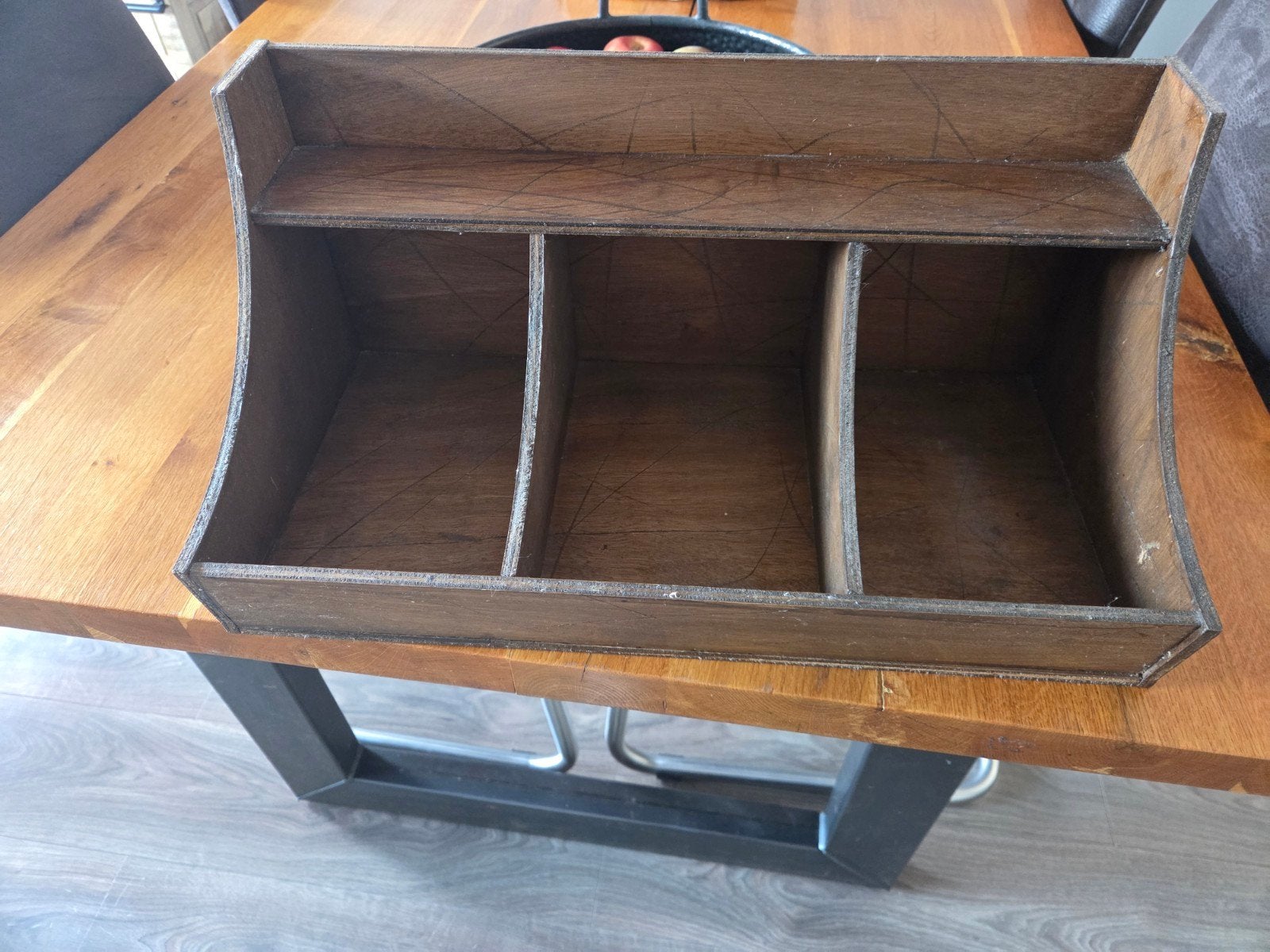 Vintage houten gruttersbak met 3 vakken, Ophalen