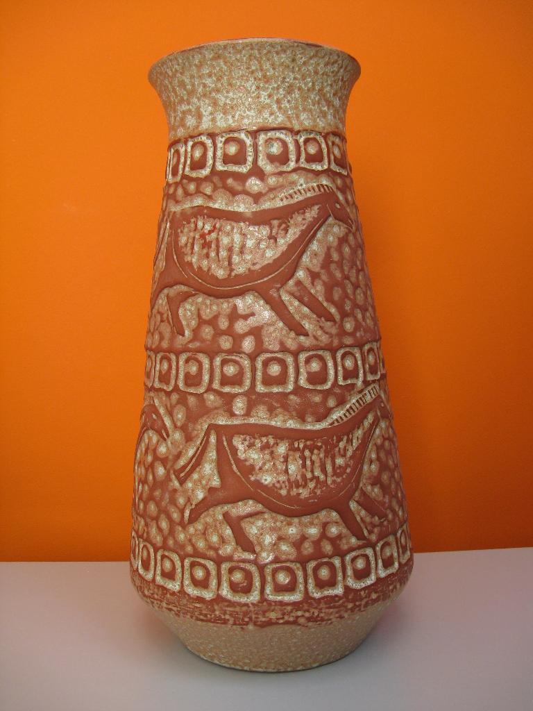 retro vintage fat lava vaas Carstens West Germany 1970s, Overige kleuren, Aardewerk of Porselein, Ophalen of Verzenden, Zo goed als nieuw