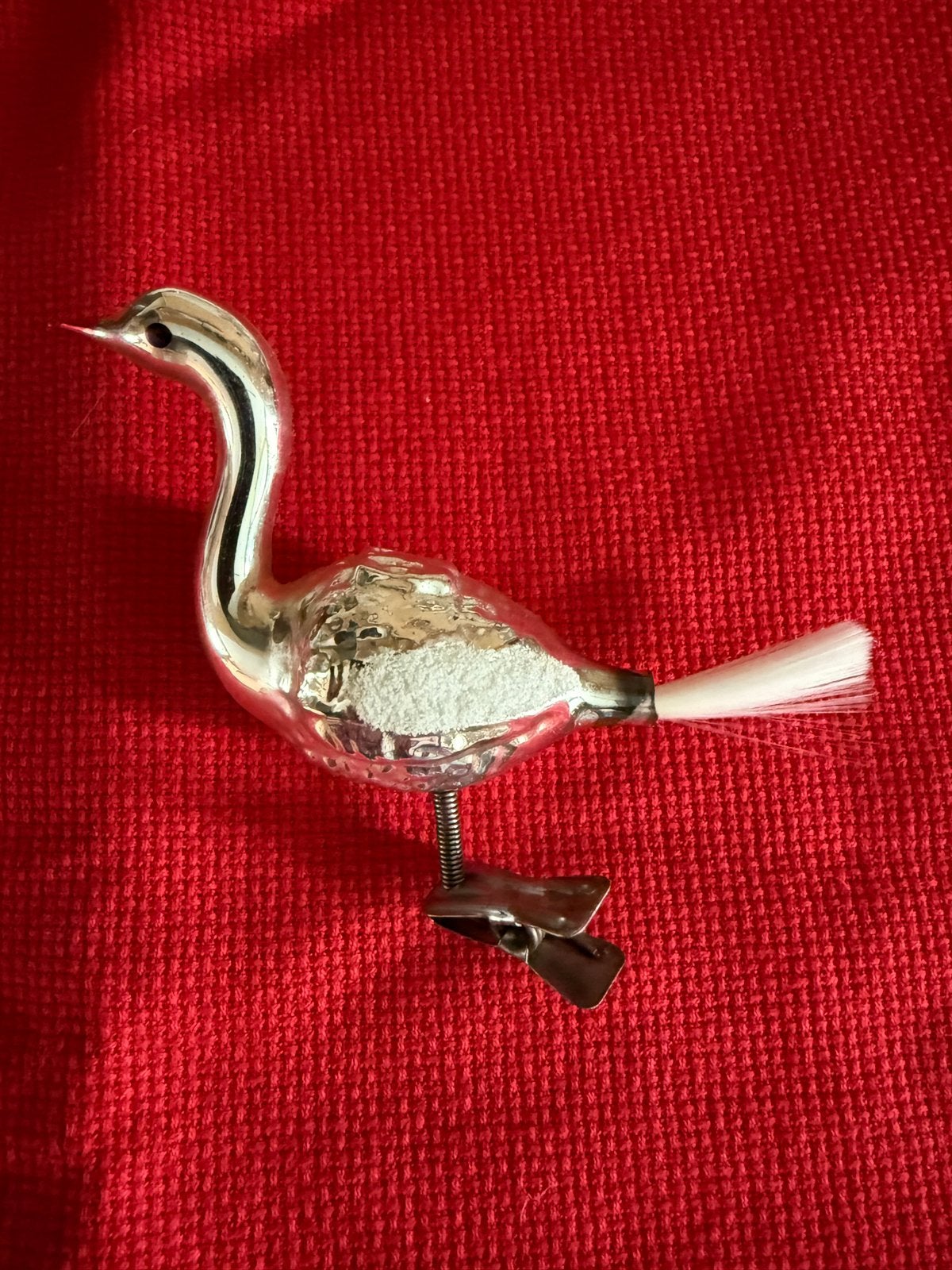 Antieke/ Vintage kerst vogel van glas op knijper, Ophalen of Verzenden, Zo goed als nieuw, 7 tot 10 cm, Overige materialen