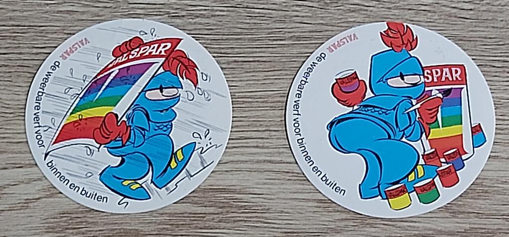 2 Vintage Stickers VALSPAR Verf., Verzamelen, Ophalen of Verzenden, Zo goed als nieuw, Merk