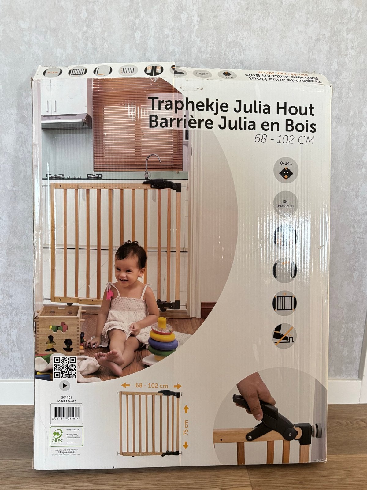 Traphekje Julia Hout 68-102 cm, Ophalen, Nieuw, 100 tot 115 cm, Klemhekje