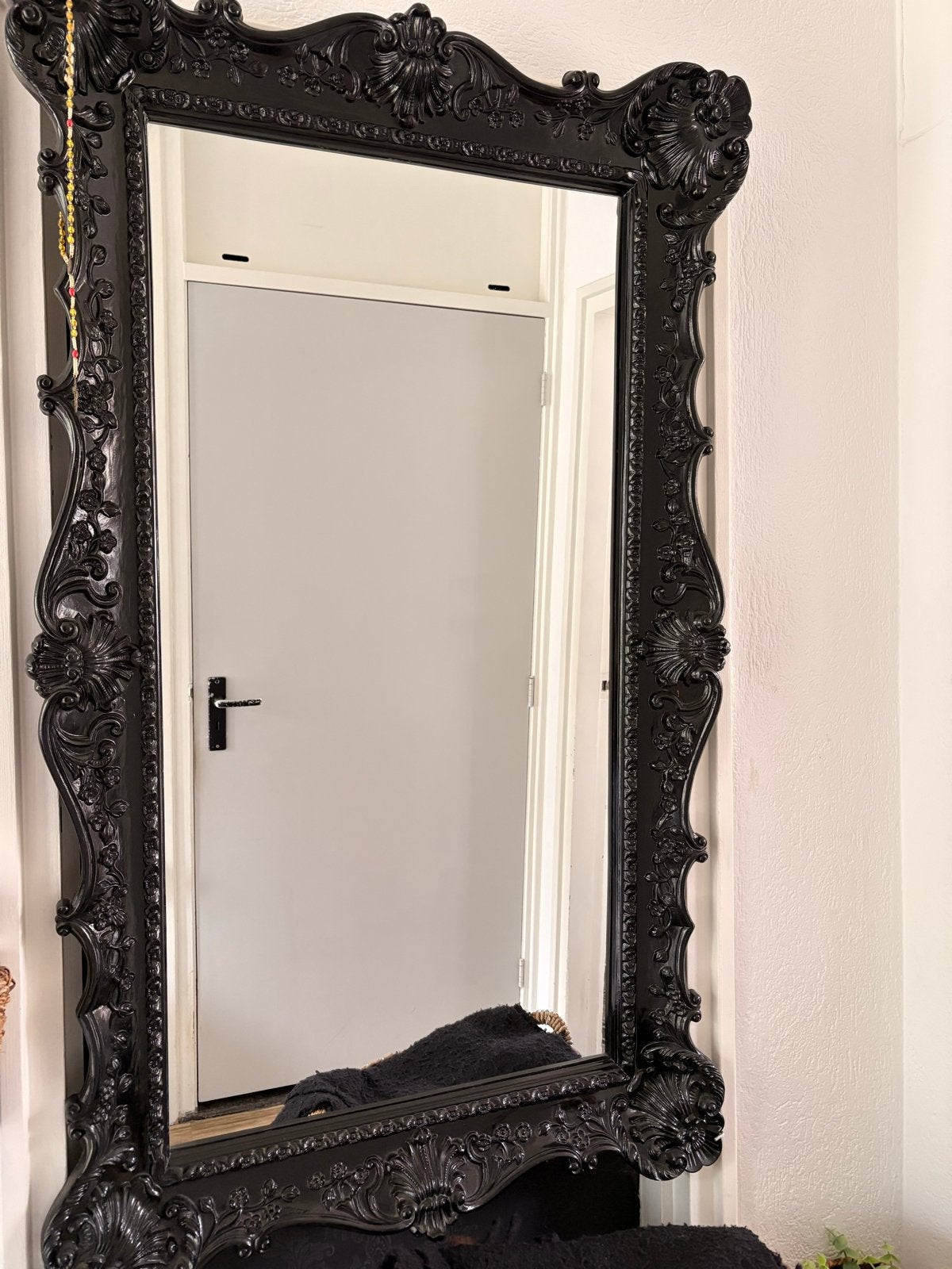 Barok Spiegel Zwart - 86x145 cm, Huis en Inrichting, Woonaccessoires | Spiegels, Ophalen, Gebruikt, 100 tot 150 cm, 75 tot 100 cm