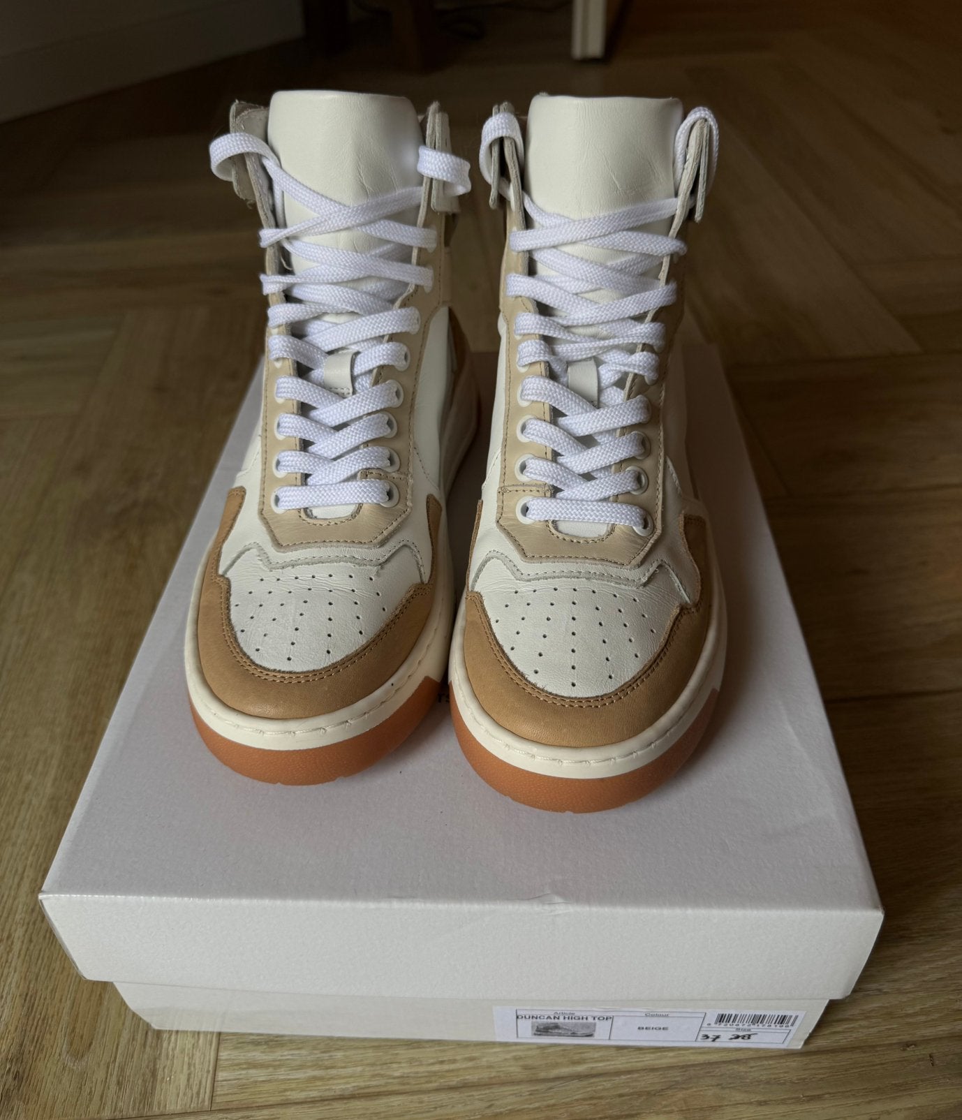 JANICE Duncan High Top leren sneakers maat 37 – NIEUW, Verzenden, Beige, Nieuw, Sneakers of Gympen