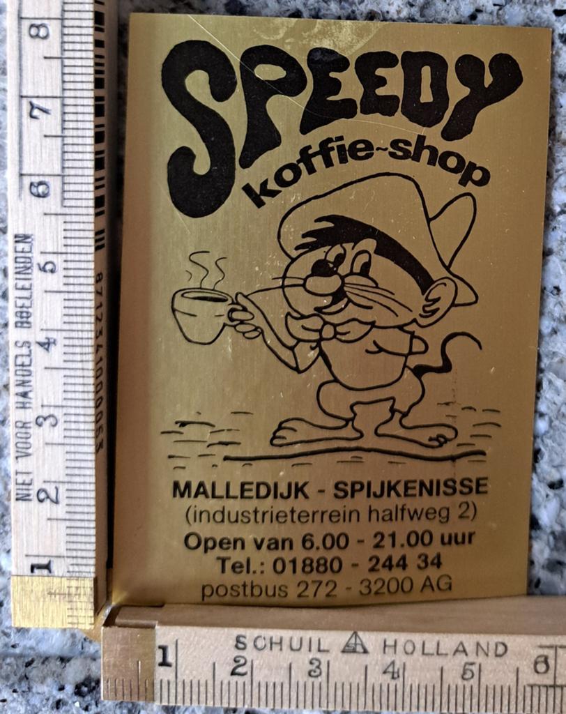 Vintage sticker Coffeeshop koffie shop Speedy Gonzales strip, Ophalen of Verzenden, Zo goed als nieuw