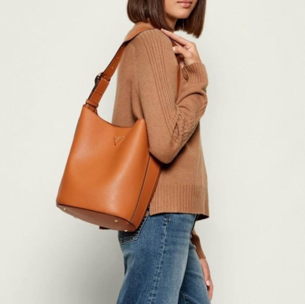 Dames bucket-bag, Guess origineel, Ophalen of Verzenden, Nieuw, Bruin, Leer