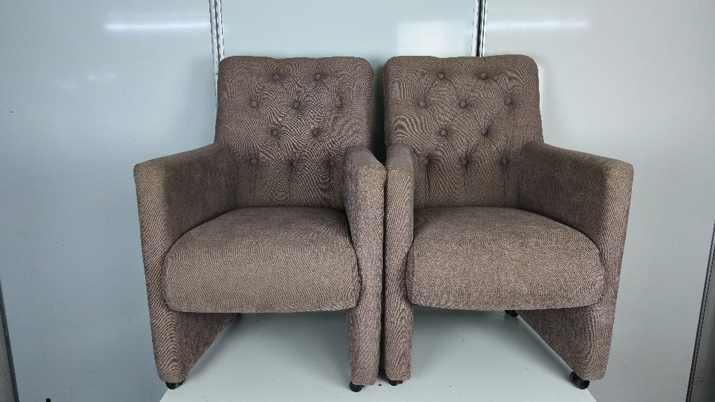 Set van 4 UrbanSofa Amy eetkamerstoelen / fauteuils taupe, Ophalen, Gebruikt, Minder dan 75 cm, UrbanSofa