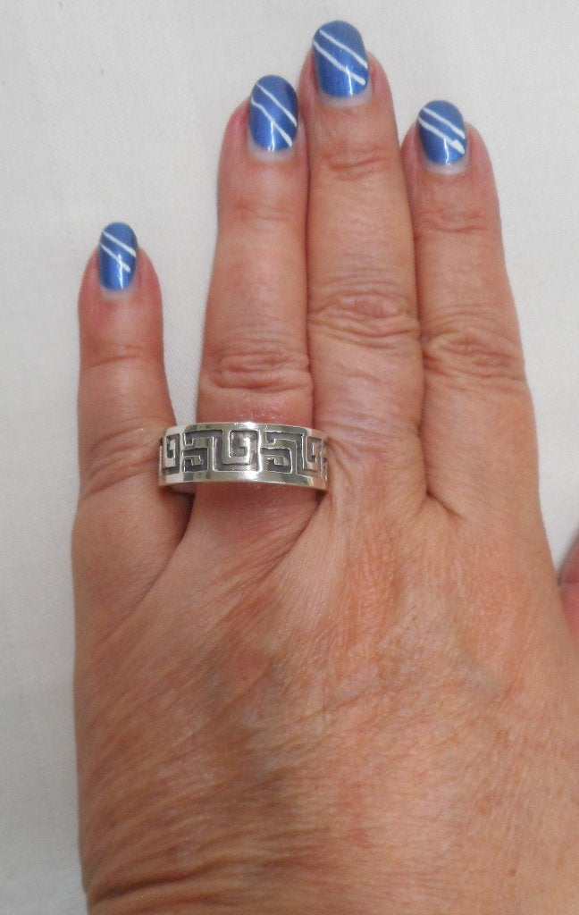 Zilveren unisex ring meander hele grote maat 24 nr.1592, 20 of groter, Verzenden, Zo goed als nieuw, Dame of Heer