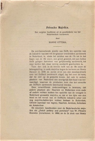 Ottema - Friesche majolica, Boeken, Ophalen, Gelezen, Overige onderwerpen