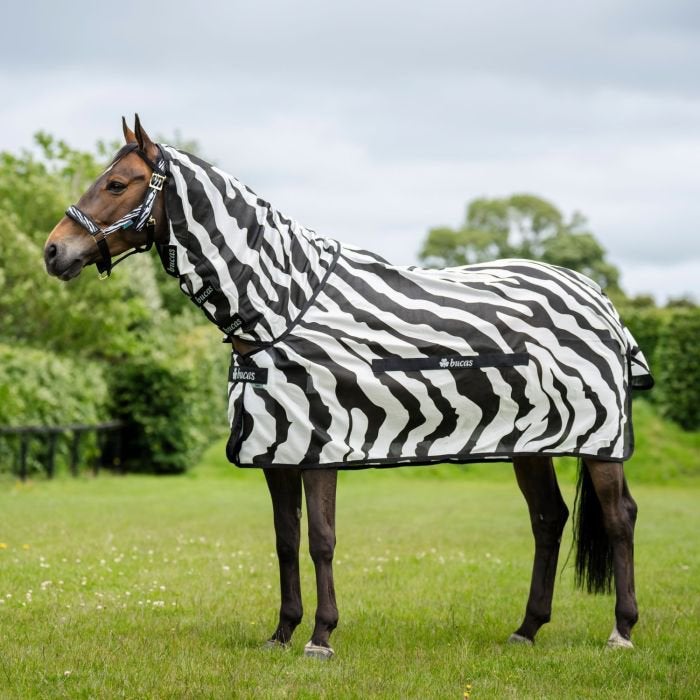 Nieuwe Bucas Buzz-Off Full Neck Zebra  Vliegendeken, Vliegendeken, Nieuw, Ophalen of Verzenden, Full (L)