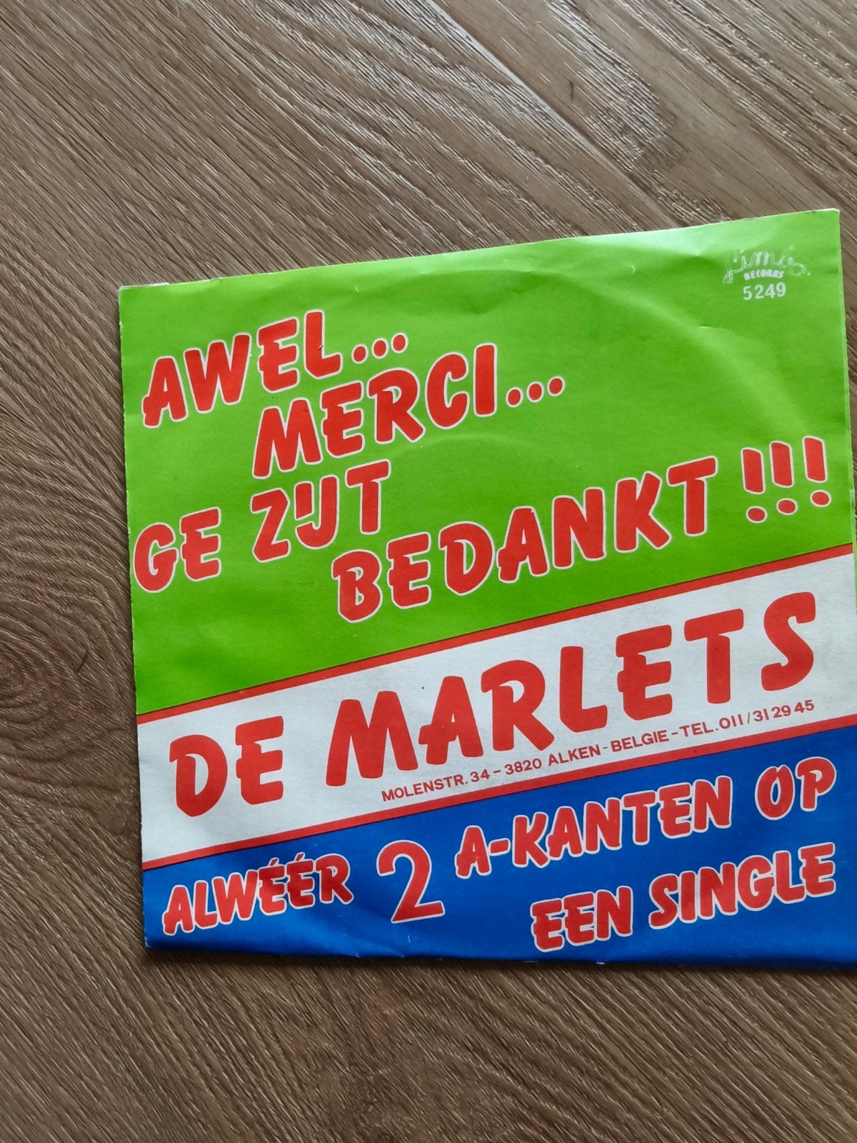 De Marlets - Awel Merci / Lope Lope De Rijkswacht Is Daar, Cd's en Dvd's, Gebruikt, Overige genres, 7 inch, EP