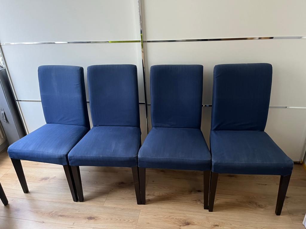 4 IKEA eetkamerstoelen - Gratis ophalen, Ophalen, Gebruikt, Blauw, Vier