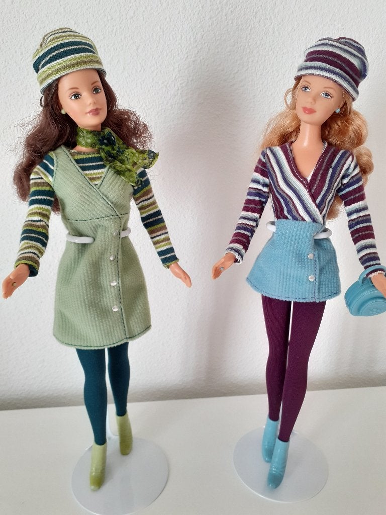 Barbies "Corduroy Cool Blue en Cool Green" (1999), Ophalen of Verzenden, Zo goed als nieuw, Pop