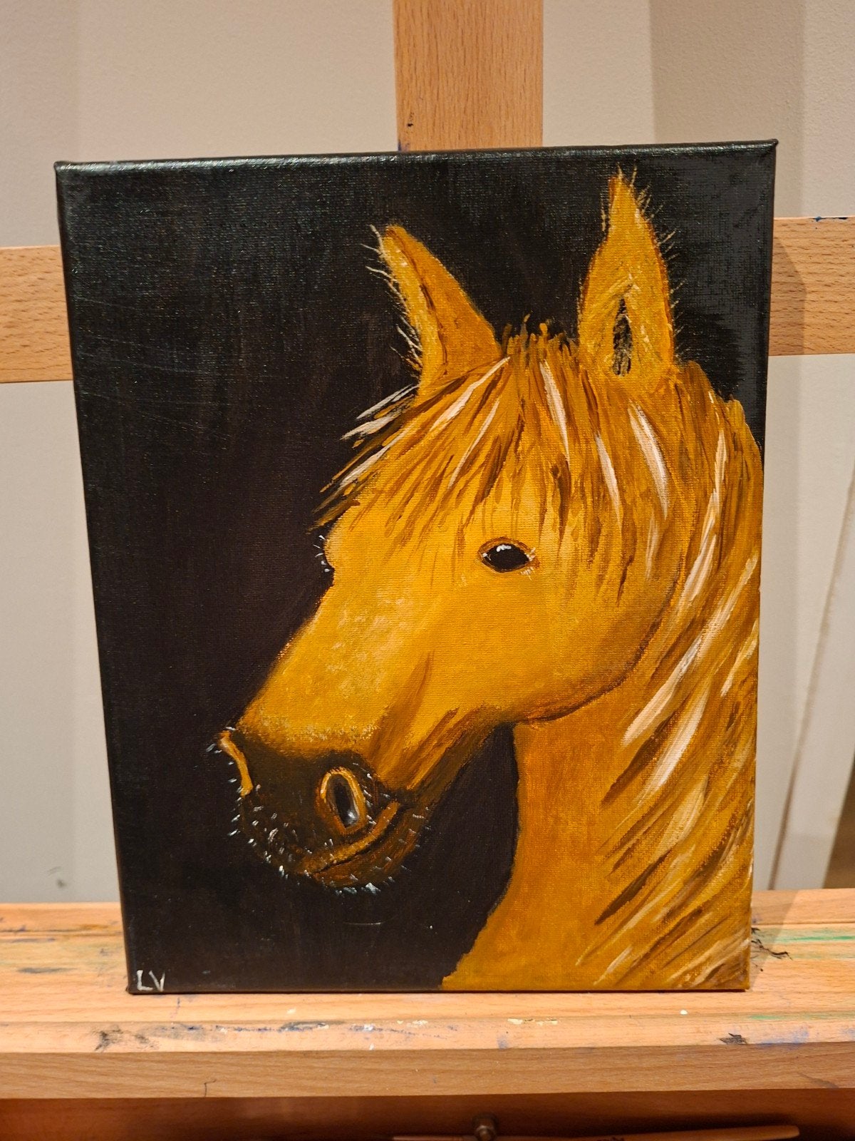 Schilderij Paard - Acrylverf op Canvas 24x30 cm, Ophalen of Verzenden