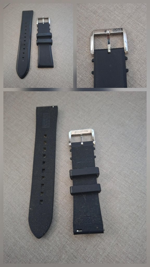horlogeband Hugo Boss zwart rubber, Ophalen of Verzenden, Zo goed als nieuw, Kunststof, Overige merken