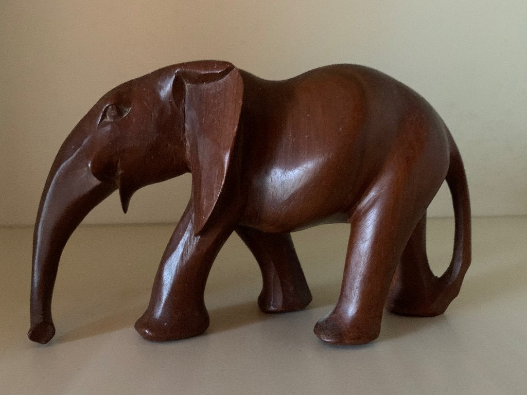Houten olifant, Houtsnijwerk, Ophalen of Verzenden, 20 - 50 cm, Hout