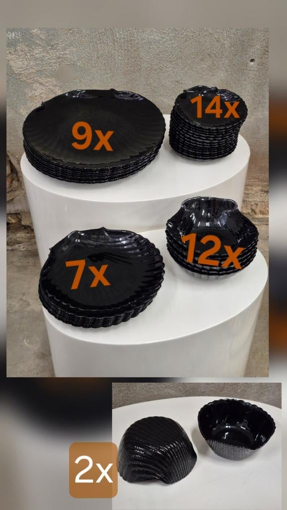 44!! X arcoroc arcopal coquillage schelpservies bord glas, Huis en Inrichting, Ophalen, Bord(en), Effen, Glas