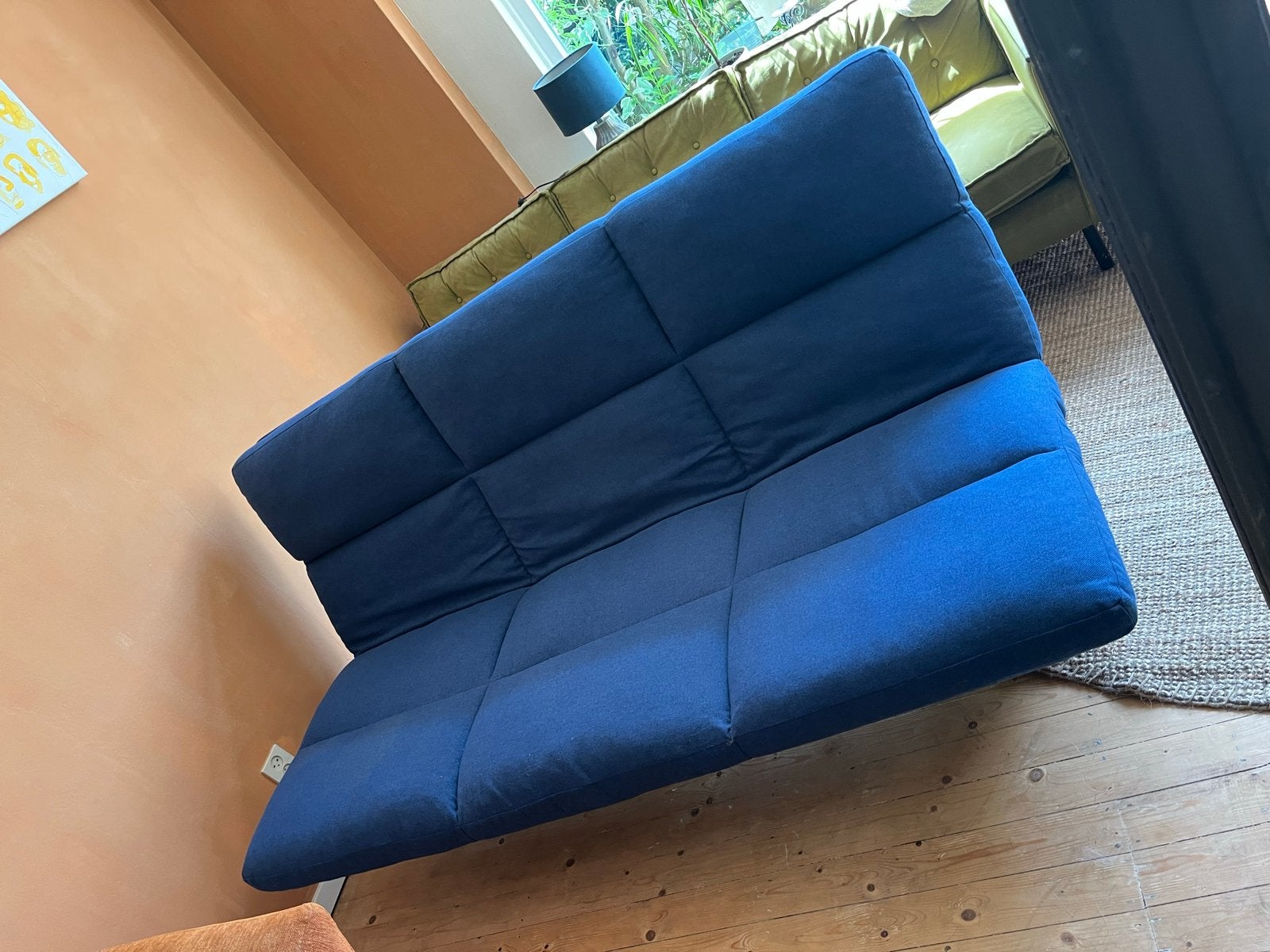 Blauwe slaapbank / futon, Ophalen, Gebruikt, Blauw, Twijfelaar