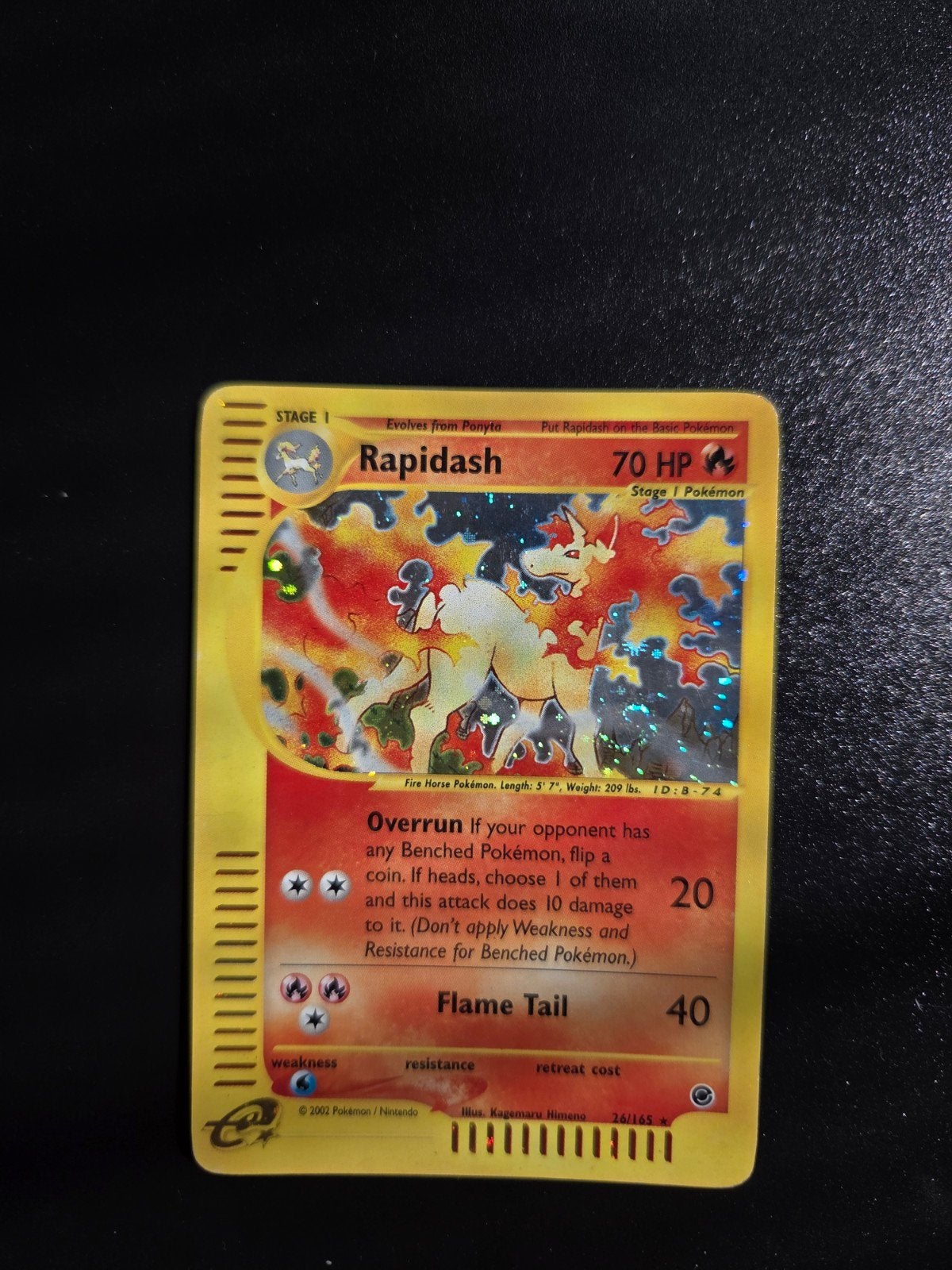 Rapidash 26/165 Pokemon Expedition holo swirl, Ophalen of Verzenden, Zo goed als nieuw, Booster, Foil