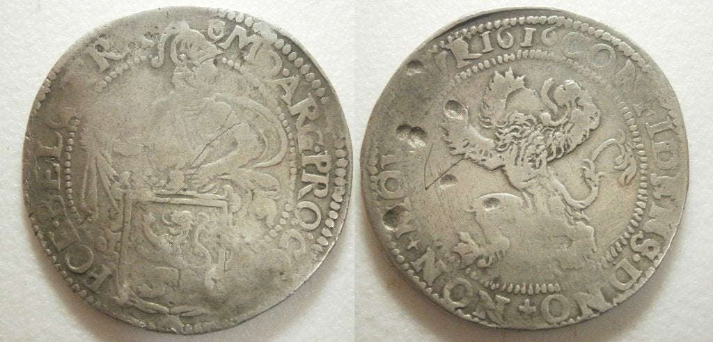 Utrecht ½ Leeuwendaalder zilver 1616 -Zeldzaam-, Postzegels en Munten, Munten | Nederland, Vóór koninkrijk, Zilver, Ophalen of Verzenden