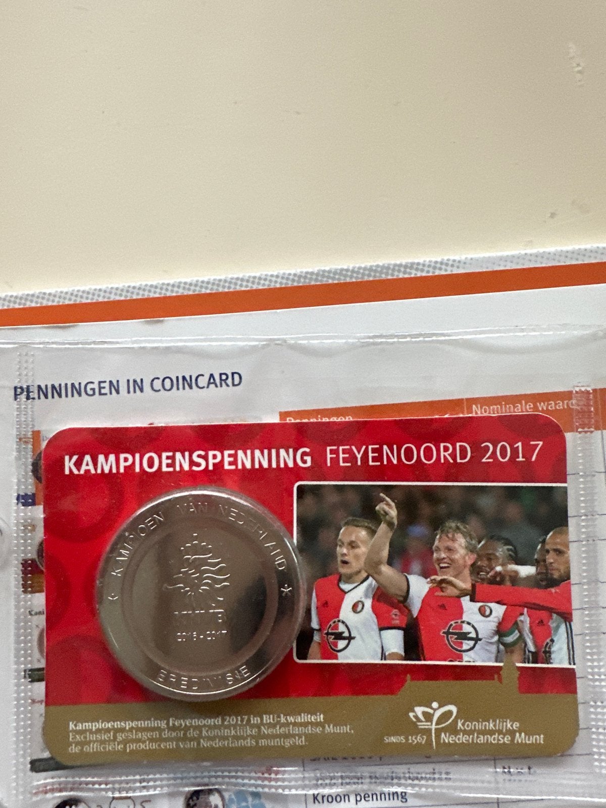 Feyenoord Kampioenspenning 2017 in Coincard, Ophalen of Verzenden, Koningin Beatrix, Overige waardes, Losse munt