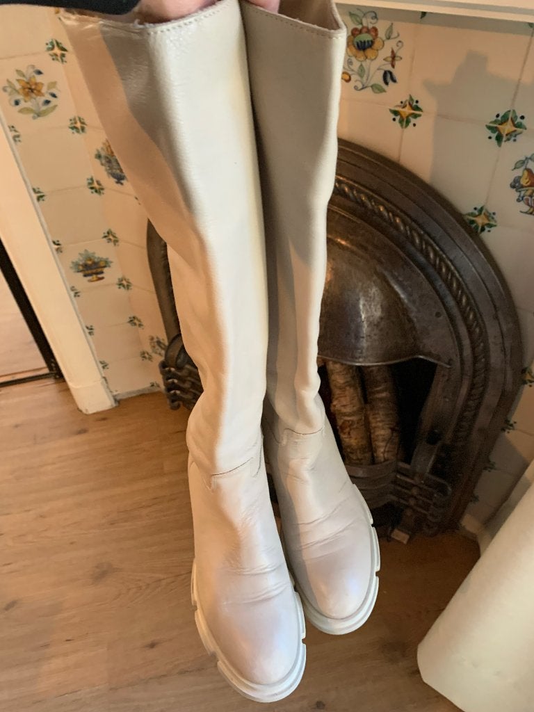 Laarzen leer copenhagen creme maat 39, Ophalen, Zo goed als nieuw, Beige, Hoge laarzen