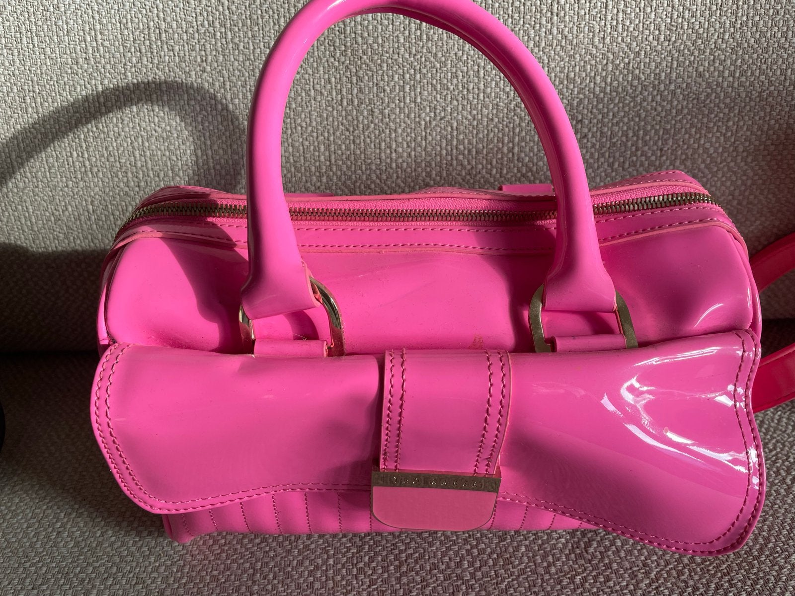 Ted Baker Handtas - Felroze Lakleer, Ophalen of Verzenden, Zo goed als nieuw, Roze, Handtas