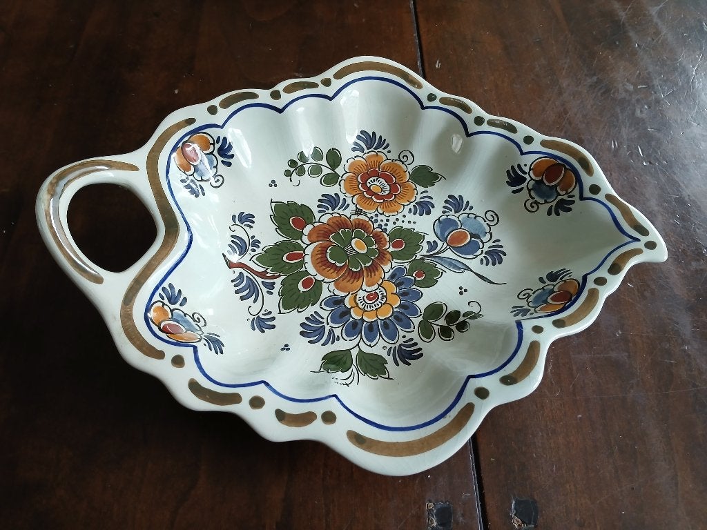 Delfts Blauw Schaal met Bloemmotief,22x18cm, Antiek en Kunst, Ophalen of Verzenden