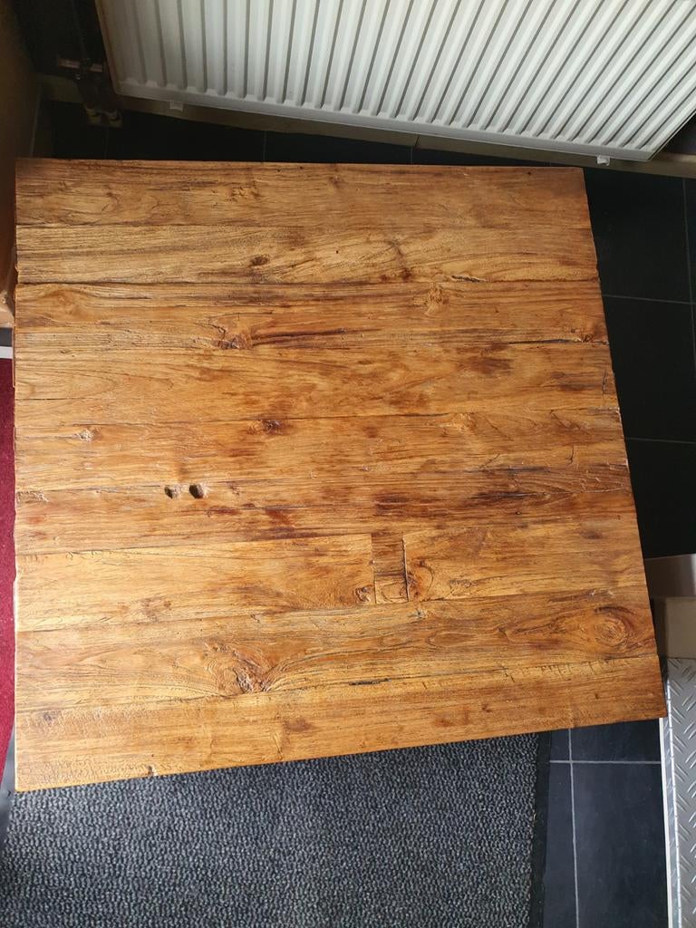 Robuuste salontafel van gerecycled hout, Ophalen, Gebruikt, 50 tot 100 cm, Vierkant