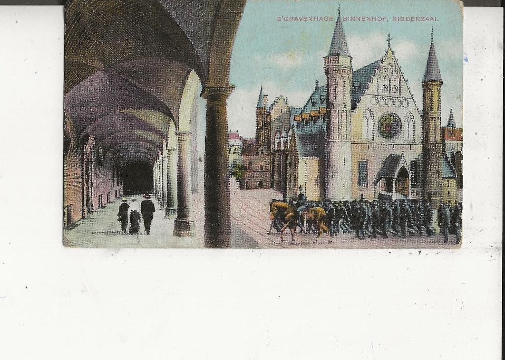 Den Haag Binnenhof Ridderzaal met marcherend Regiment19-5-15, Ophalen of Verzenden, Voor 1920, Gelopen, Zuid-Holland