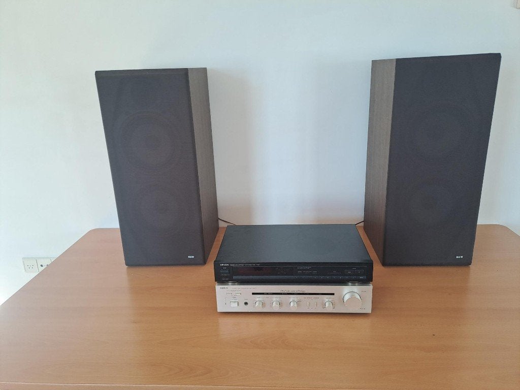 B&W DM220 luidsprekers met Denon versterker en tuner, Ophalen, Gebruikt, 60 tot 120 watt, Bowers & Wilkins (B&W)